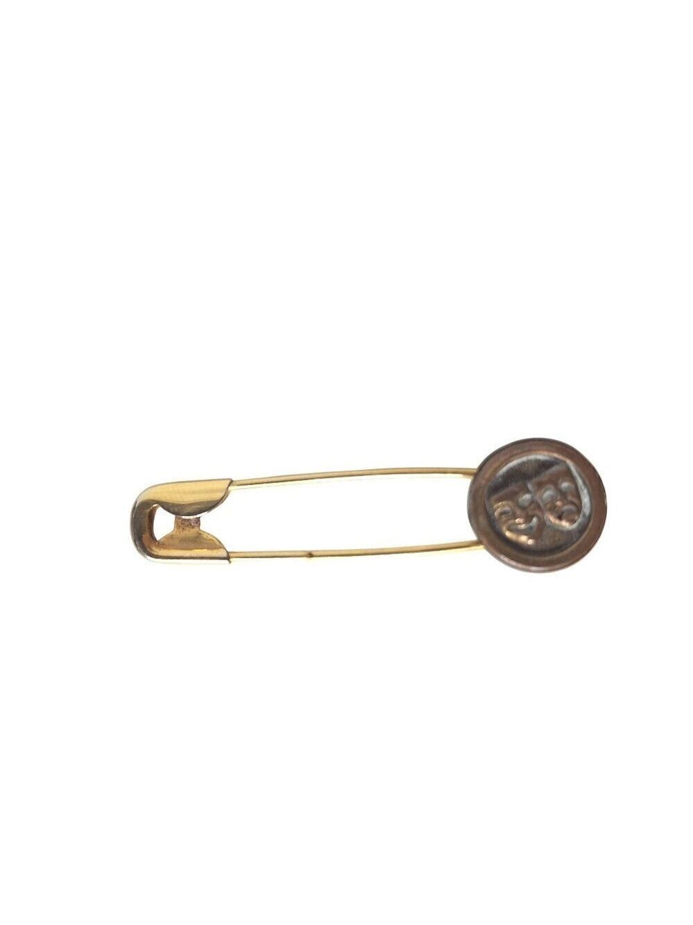 Vintage Gold Tone Theatre Mask Brooch Costume Jewelry